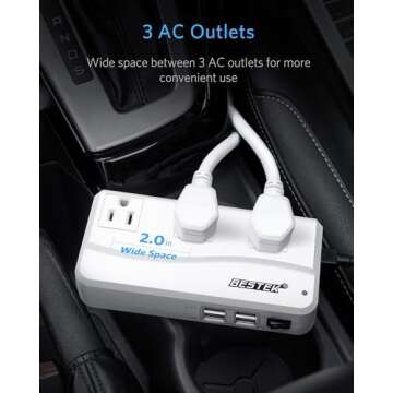 BESTEK 200W Power Inverter DC 12V to 110V AC Inverter with 4.2A 4-Port USB Car Adapter [ETL Listed]