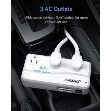 BESTEK 200W Power Inverter DC 12V to 110V AC Inverter with 4.2A 4-Port USB Car Adapter [ETL Listed]