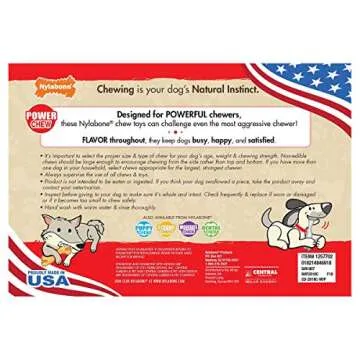 Nylabone Dog Chews for Powerful Chewers, 4 Pack - Durable, Long-Lasting Chew Toys