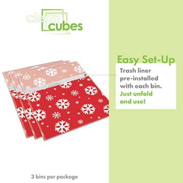 Clean Cubes Disposable Recycling Bins (3-Pack) - Snowflake Design