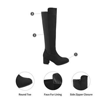 DREAM PAIRS Women's Black Knee High Stretchy Fashion Boots Size 7.5 M US Jennifer-3