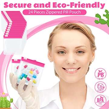 24 Pieces Pill Pouch Bags Zippered Pill Pouch Set Reusable Translucent Medicine Organizer Self Sealing Medicine Bag Travel Plastic Pill Bags with Slide Lock Pill Baggies for Pills Storage (Pink)