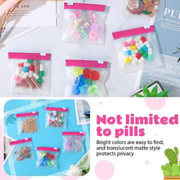 24 Pieces Pill Pouch Bags Zippered Pill Pouch Set Reusable Translucent Medicine Organizer Self Sealing Medicine Bag Travel Plastic Pill Bags with Slide Lock Pill Baggies for Pills Storage (Pink)