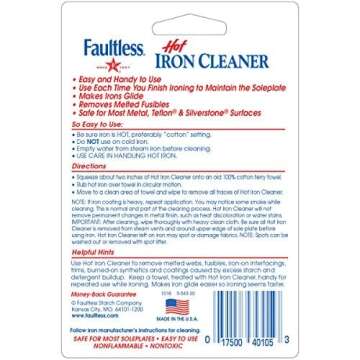 FAULTLESS Hot Iron Cleaner, Non-Toxic Steam Iron Cleaner, Removes Melted Fabrics, Glue, Hard Water, ...