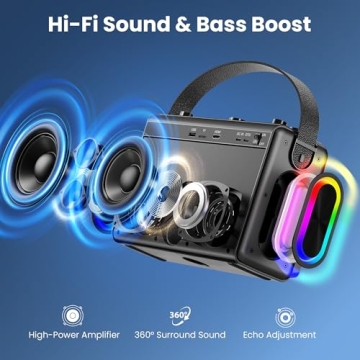 Verkstar Portable Karaoke Machine with HD Screen and Mic