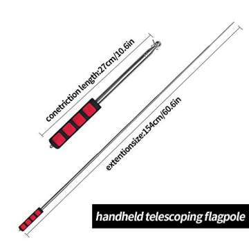 Enjoyist 4-Pack Assorted Color Telescoping Handheld Flagpole, Extendable Stainless Portable Steel Ba...