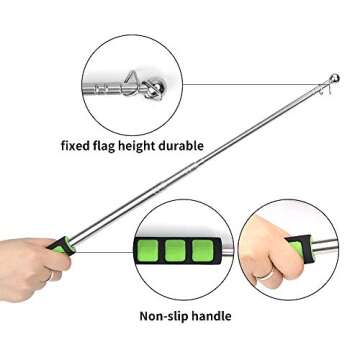 Enjoyist 4-Pack Assorted Color Telescoping Handheld Flagpole, Extendable Stainless Portable Steel Banner Tour Guides & Pointer for Teachers, with Clips (63'' Flagpole)