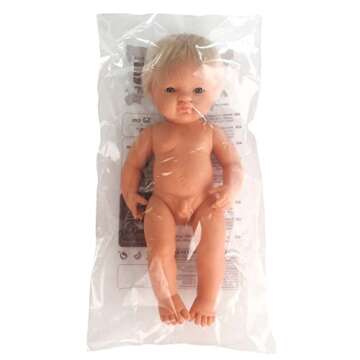 Miniland Doll 15'' Caucasian Girl with Hearing Implant (Polybag) - Made is Spain, Anatomically Correct, Quality, Diverse