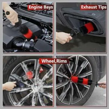 Fitosy Wheel Rim Brush, Soft Bristle Long Car Tire Detailing Washing Tool for Exhaust Tips Engine, Vehicle Motorcycles Auto Truck SUV RV, No Scratches