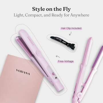 VODANA Professional Softbar Flat Iron - Ceramic Straightener with Patented Silicone Bar, Smooth & Quick Styling, Healthy Hair Solution, Dual Voltage for Worldwide Use(1 inch, Lavender)