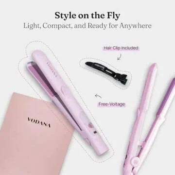 VODANA Professional Softbar Flat Iron - Ceramic Straightener with Patented Silicone Bar, Smooth & Quick Styling, Healthy Hair Solution, Dual Voltage for Worldwide Use(1 inch, Lavender)