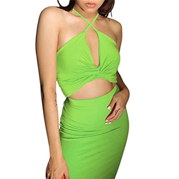 NUFIWI Women's Crisscross Halter Neck Bodycon Mini Dress - Sexy & Stylish Summer Fashion