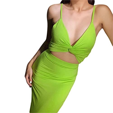 NUFIWI Women’s Crisscross Halter Neck Bodycon Mini Dress