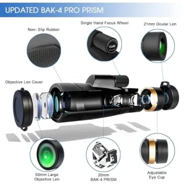 12x60 High Powered Monocular with Smartphone Holder