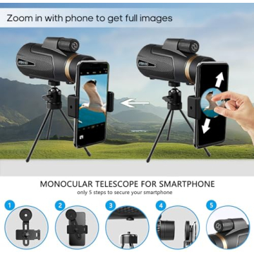 12x60 High Powered Monocular with Smartphone Holder