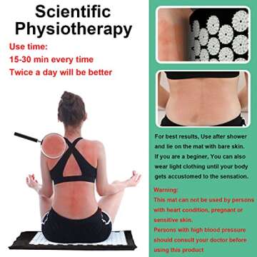 XiaoMaGe Acupressure Mat and Pillow Set with Bag - Large Size 28.7 X 16.5 inch Acupuncture Mat for Neck & Back Pain, Muscle Relaxation Stress Relief, Sciatica Pain Relief Pillow (Black)