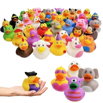 Colorful 12-Pack Rubber Duckies for Kids - Fun Bath & Pool Toys