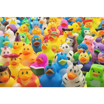 12-Pack Assorted Rubber Duckies Fun Bath Pool Toys