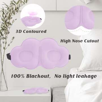 3 Pack Cloud Sleep Mask for Side Sleeper 3D Light Blocking Sleep Masks Eye Shade for Travel Meditati...