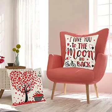 YGEOMER Valentine's Day Pillow Covers 18×18 Inch Set of 4 Valentine's Day Throw Pillow Covers Holiday Anniversary Wedding Cushion Pillow Case Valentine’s Day Decorations Throw Pillow Covers