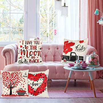 YGEOMER Valentine's Day Pillow Covers 18×18 Inch Set of 4 Valentine's Day Throw Pillow Covers Holiday Anniversary Wedding Cushion Pillow Case Valentine’s Day Decorations Throw Pillow Covers
