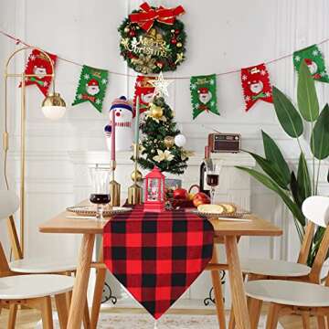 12 Pcs Buffalo Check Table Runner Bulk 12 x 72 Inches Red and Black Plaid Table Runner Farmhouse Dining Table Cover for Christmas Dinner Lumberjack Kitchen Anniversary Holiday Wedding Home Decor
