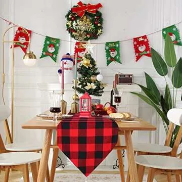 12 Pcs Buffalo Check Table Runner Bulk 12 x 72 Inches Red and Black Plaid Table Runner Farmhouse Dining Table Cover for Christmas Dinner Lumberjack Kitchen Anniversary Holiday Wedding Home Decor