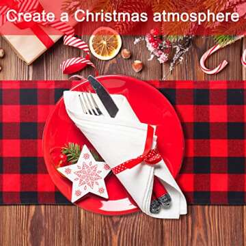 12 Pcs Buffalo Check Table Runner Bulk 12 x 72 Inches Red and Black Plaid Table Runner Farmhouse Dining Table Cover for Christmas Dinner Lumberjack Kitchen Anniversary Holiday Wedding Home Decor