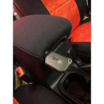 Koverz Neoprene Console Cover Armrest Pad with Keyhole Compatible with Jeep Wrangler JL JLU Gladiator JT Sahara Sport Rubicon Unlimited 2018 to Present - Black | See Install Notes & Video