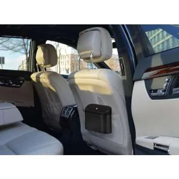 Ginsco 2 Pack Mini Car Trash Can with Lid, Small Car Garbage Can, Cute Leakproof ABS Car Trash Bin, Car Accessories for Interior, Garbage Bin for Car, Home, Office with 120pcs Trash Bags Black