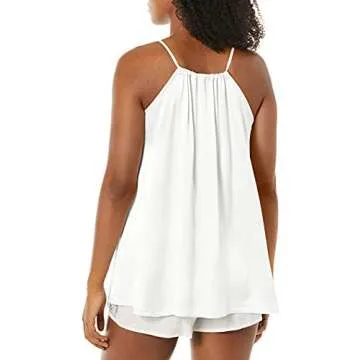 PJ Harlow Women's Anne Pajama Top, Pearl, X-Small US - Luxe Lounge Wear