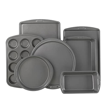 GoodCook Everyday 7-Piece Non-Stick Bakeware Set – 2 Cookie Sheet Pans, Round Cake Pan, Loaf Pan, ...
