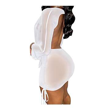 White Two Piece Mesh Dress Outfit for Stylish Women