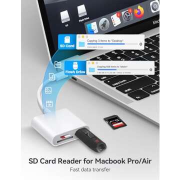 USB C to SD Card Reader, SD Card Adapter with SD MicroSD USB 3 Ports, BnmxTek USBC Memory Card Reader for iPhone 15 Pro Max, iPad Pro/Air/Mini, Mac, MacBook Pro/Air, and More USB-C/Type C Devices