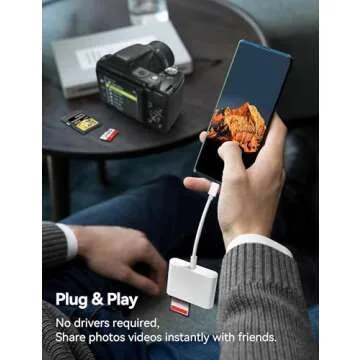 USB C to SD Card Reader, SD Card Adapter with SD MicroSD USB 3 Ports, BnmxTek USBC Memory Card Reader for iPhone 15 Pro Max, iPad Pro/Air/Mini, Mac, MacBook Pro/Air, and More USB-C/Type C Devices