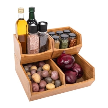 Seville Classics Bamboo Premium Organizer Storage Bins for Kitchen Silverware, Pantry, Closet, Offic...