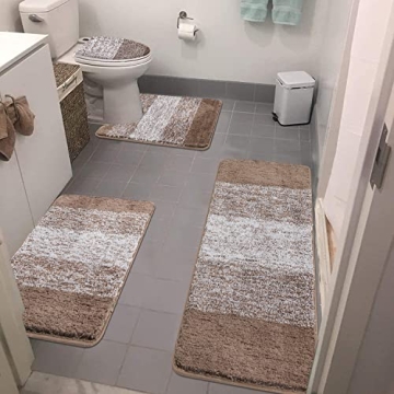 Ultra Soft 4 Piece Bathroom Rug Set – Non-Slip, Absorbent, Machine Washable
