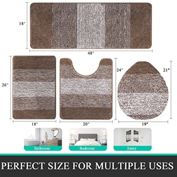 Ultra Soft 4 Piece Bathroom Rug Set with Toilet Lid Cover