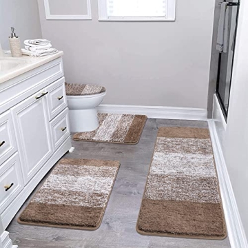Ultra Soft 4 Piece Bathroom Rug Set with Toilet Lid Cover