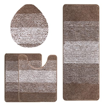 Ultra Soft 4 Piece Bathroom Rug Set with Toilet Lid Cover