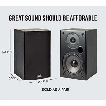 Polk Audio T15 Bookshelf Speakers - 100W Surround Sound