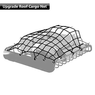 EZYKOO Cargo Nets 47" x 36",6mm Premium Bungee Cord Net,3" x 3" Grid Mesh Cargo Net,Auto Roof Tie-Down Net with 14 Hooks