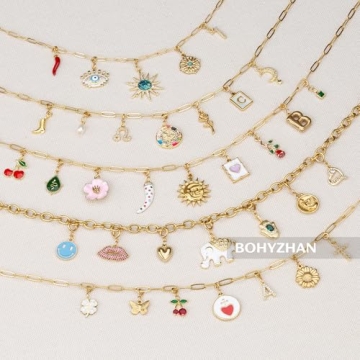 Custom Gold Charm Necklace Vintage Chunky Paperclip Link Chain