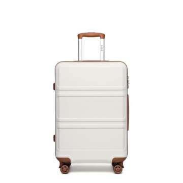 Kono 20'' Carry on Luggage Lightweight with Spinner Wheel TSA Lock Hardside Luggage Airline Approved Carry on Suitcase Cream White