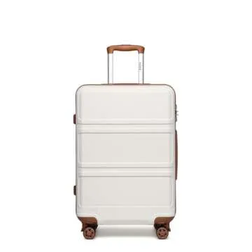 Kono 20'' Carry on Luggage Lightweight with Spinner Wheel TSA Lock Hardside Luggage Airline Approved Carry on Suitcase Cream White