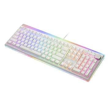 i-rocks K71M RGB Mechanical Gaming Keyboard with Media Control Knob, Gateron Switches (Brown), 107 K...
