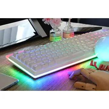 i-rocks K71M RGB Mechanical Gaming Keyboard with Media Control Knob, Gateron Switches (Brown), 107 Keys w/Full NKRO, PBT Keycaps, Multimedia Hotkeys, Detachable USB-C Cable and Onboard Storage, White