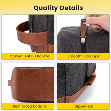 Vorspack Toiletry Bag Hanging Dopp Kit for Men Water Resistant Canvas Shaving Bag with Large Capacity for Travel - Dark Grey