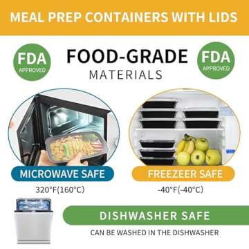 Meal Prep Containers, 28oz 15 Pack Extra-thick Food Storage Containers with Lids, Reusable Plastic Bento Lunch Box, Disposable Bento Box, BPA Free, Stackable, Microwave/Dishwasher/Freezer Safe…