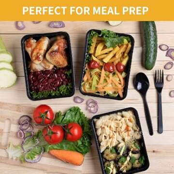 Meal Prep Containers, 28oz 15 Pack Extra-thick Food Storage Containers with Lids, Reusable Plastic Bento Lunch Box, Disposable Bento Box, BPA Free, Stackable, Microwave/Dishwasher/Freezer Safe…